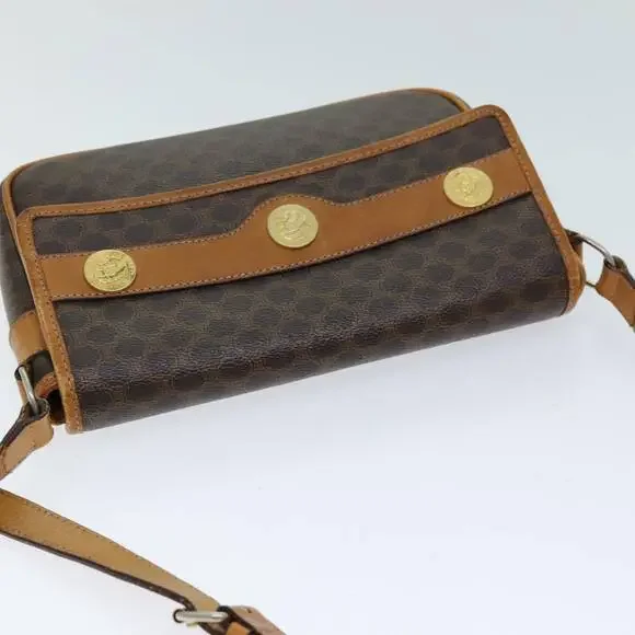 CELINE Macadam Canvas Shoulder Bag Pvc Brown